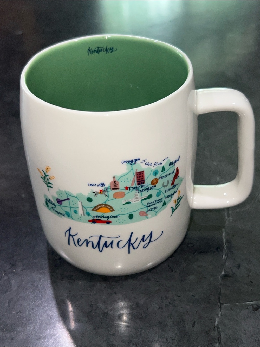 Kentucky State Map Ceramic Mug - Green Interior